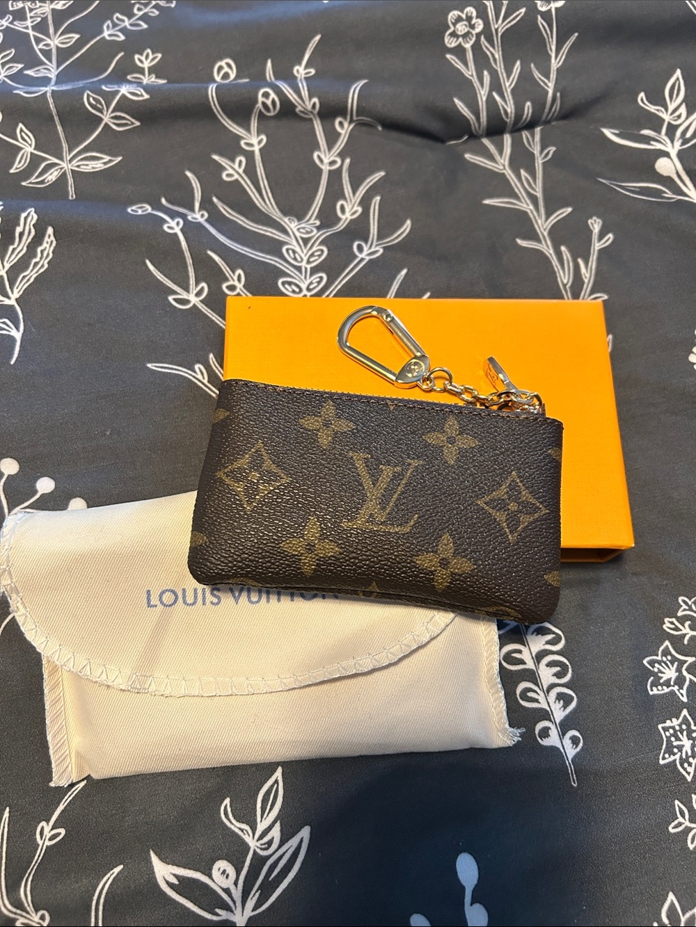 Louis Vuitton Monogram Key Pouch in Brown with Gold Hardware